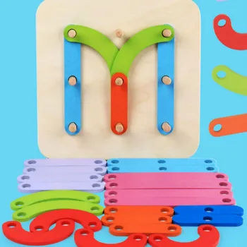 

NEW Children Wooden Enlightening Disassemble Wooden Toys Early Teaching Digital Alphabet Shape Recognition String Birthday Gift