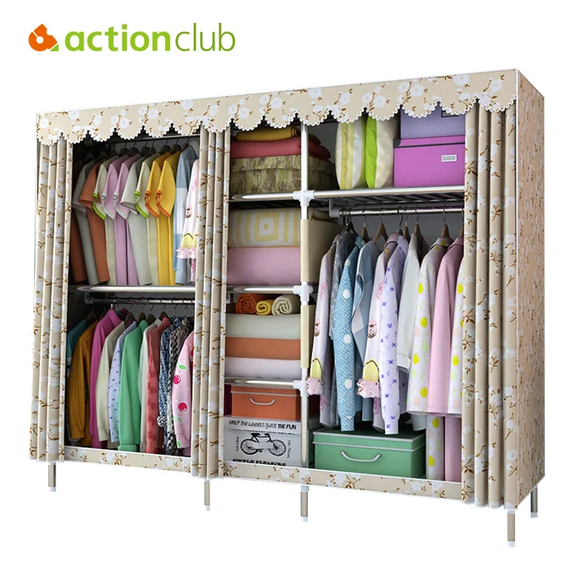 Actionclub Large Cloth Wardrobe Clothing Hanging Storage Cabinet Fabric font b Closet b font 25 MM