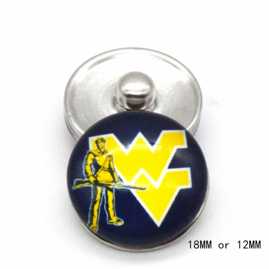 University of West Virginia Mountaineers NCAA Sport Glass Snap Buttons