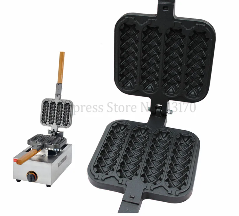 4 Molds Hotdog Waffle Maker Nonstick Commercial Hotdog Waffle Machine