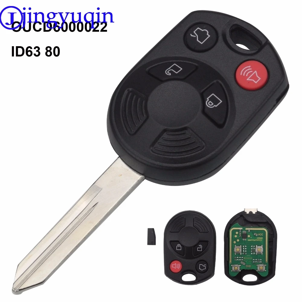 

jingyuqin 4 Buttons Remote ASK 315mhz OUCD6000022 With ID63 Chip 80 Car Key Shell Cover For Ford Escape Keyless Entry Combo