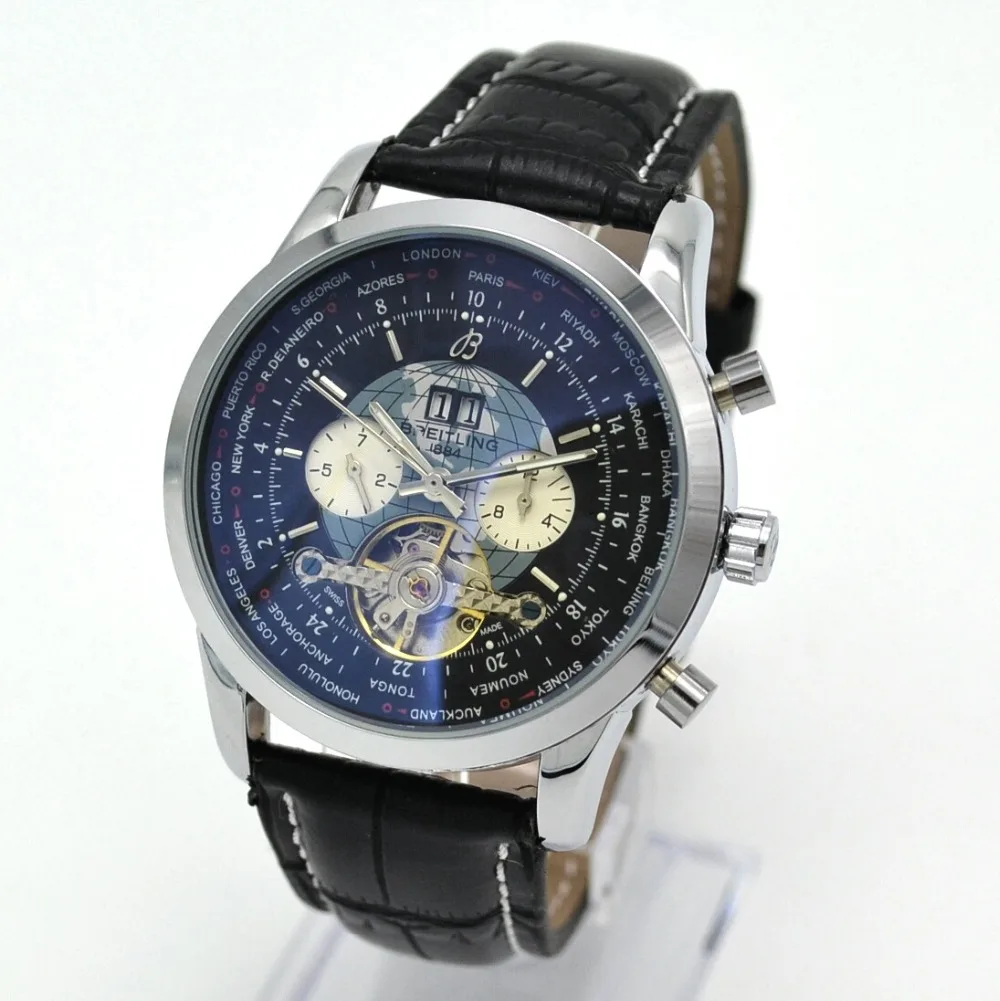

Five-needle calendar tourbillon watch / Men's automatic mechanical watch, belt watch