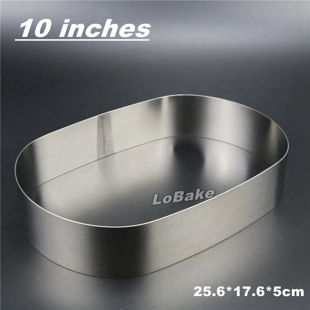 10 inches 5cm height fine stainless steel oval ellipse mousse ring