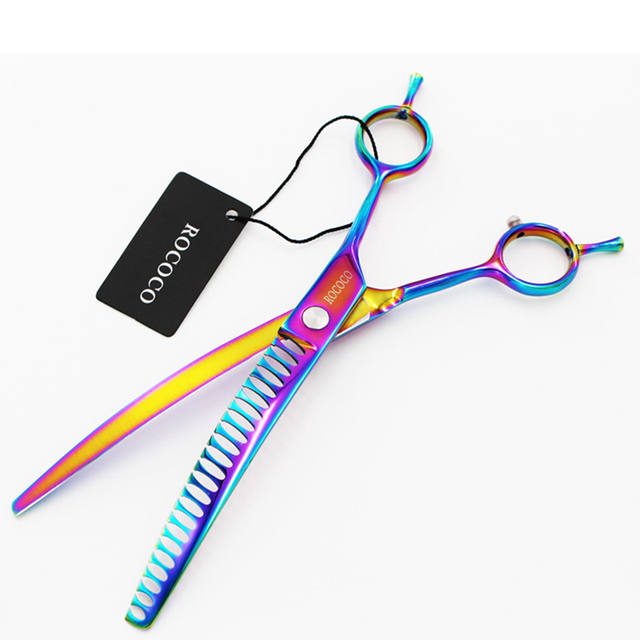 8inch Rainbow Pet Downward Curved Thinning Scissors New Arrival Pet Shears Grooming Clippers Pet Supplies