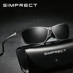 SIMPRECT алюминия и магния солнцезащитные очки Для мужчин поляризационные Квадратные Солнцезащитные очки UV400 зеркало высокого качества
