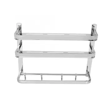 

Wall Mounted Stainless Steel Double Layer Bathroom Towel Storage Rack Shelf Organizer Stainless Steel 3 Layers 19.5 Inches New