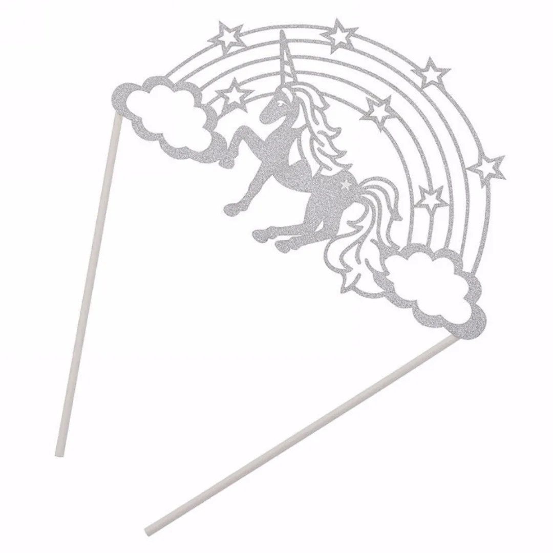 4 Color Unicorn Rainbow Cloud Birthday Cake Topper Sticks Cake Decorative Party Supplies