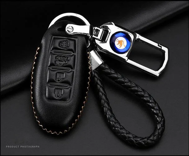 Натуральная кожа Автомобильный Футляр для ключей бумажник для Infiniti G25 M35hLM37 QX56 неограниченное количество G серии M серии 4 кнопки брелок для ключей