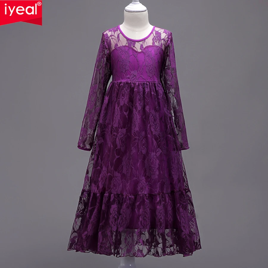 

IYEAL Children Girls Princess Birthday Party Lace Dresses 2018 New Kids Elegant Pageant Formal Dress for Teenager Girls Clothes