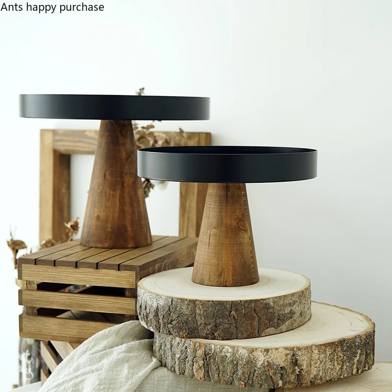 

Wooden Cake Rack Round Candy Table Dish Home Restaurant Wedding Birthday Party Cake Decoration Tool Dessert Display Tray