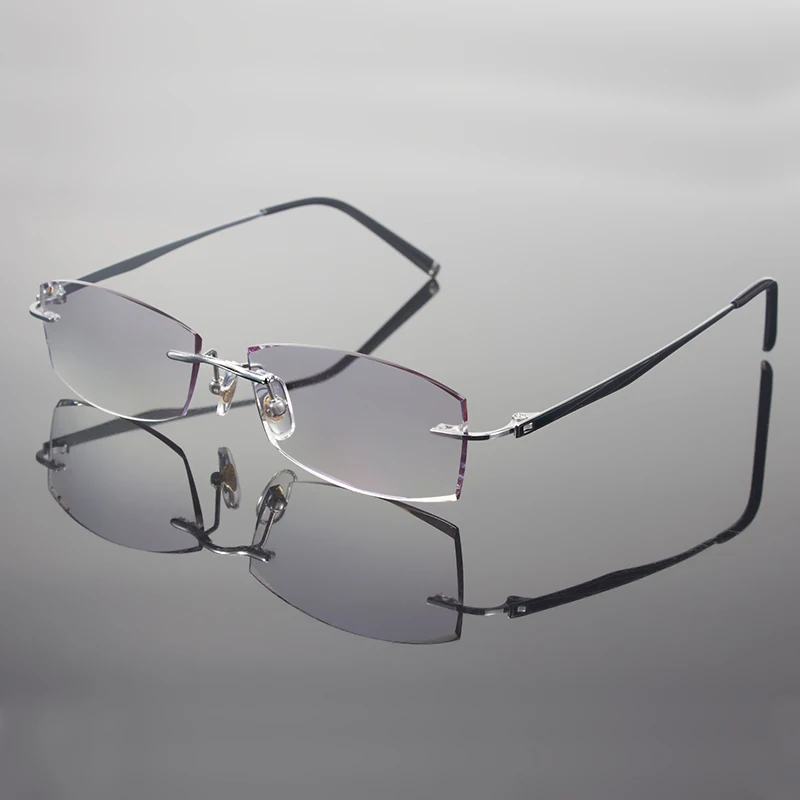 Для мужчин очки высокое качество Diamond для обрезки очки без оправы рецептурная оптика очки Рамка для мужчины очки - Цвет оправы: Серебристый