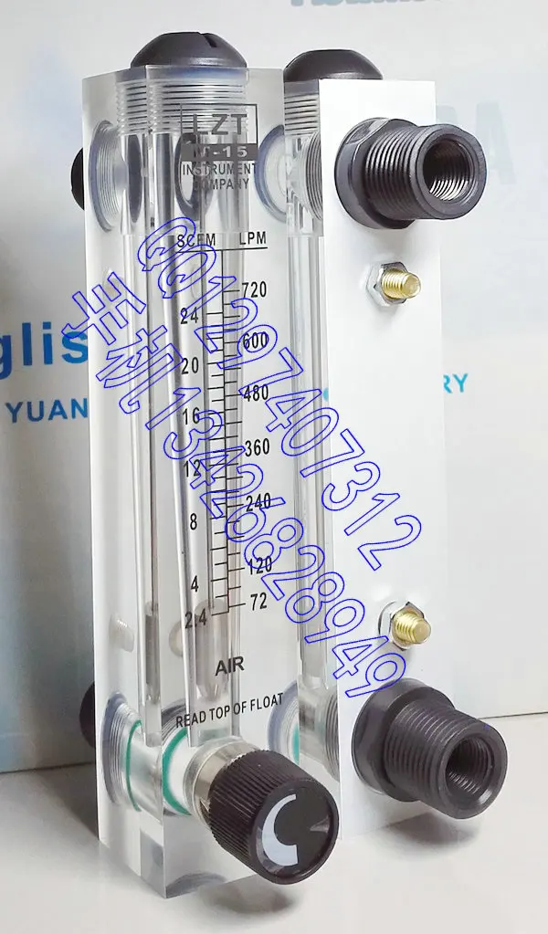 Adjustable gas panel flowmeter LZT 15T air flow meter 72 720 LPM 2.4 24SCFMflow meterair flow