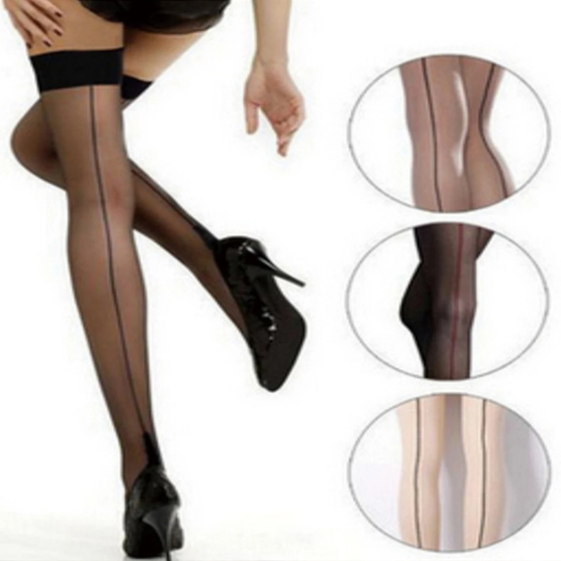 Nylon Stockings Women's Perspective Striped Stockings Lady Thigh High Pantyhose Lingerie Long Stocking Underwear