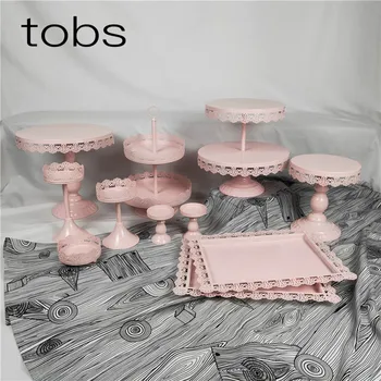 

10-11 pieces pink and white surface Wedding Dessert Tray Cake Stand Cupcake Pan cake display table decoration Party
