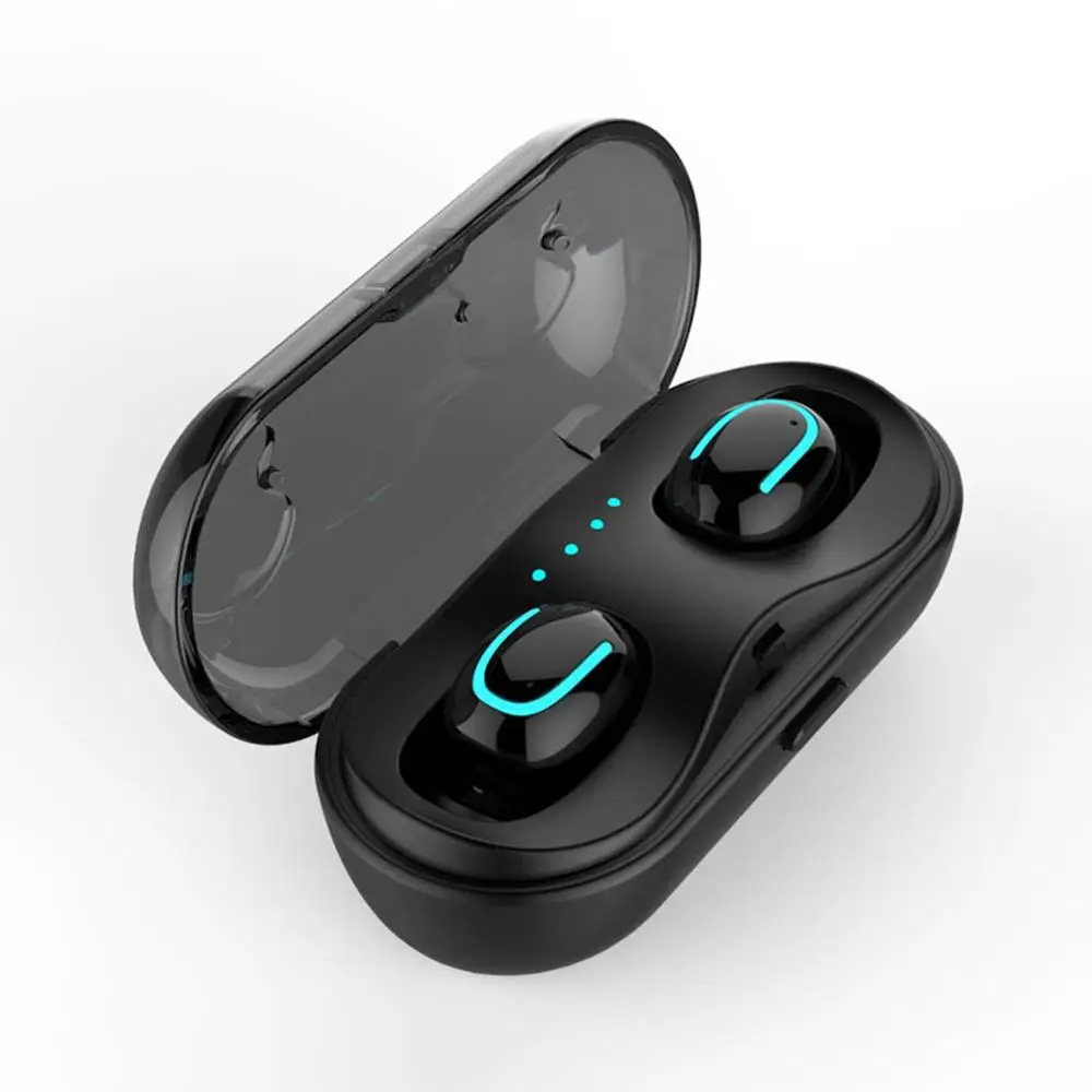 Digitalworld Bluetooth 5,0 гарнитура Мини Близнецы беспроводные стерео наушники-вкладыши зарядная коробка с микрофоном для смартфонов#293572 - Цвет: Черный
