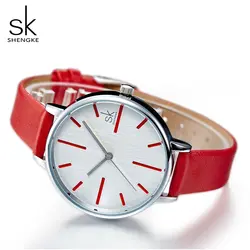 Shengke Лидирующий бренд кварцевые для женщин часы модные кожаные простые женские наручные часы Relogio Feminino для девочек женские наручные