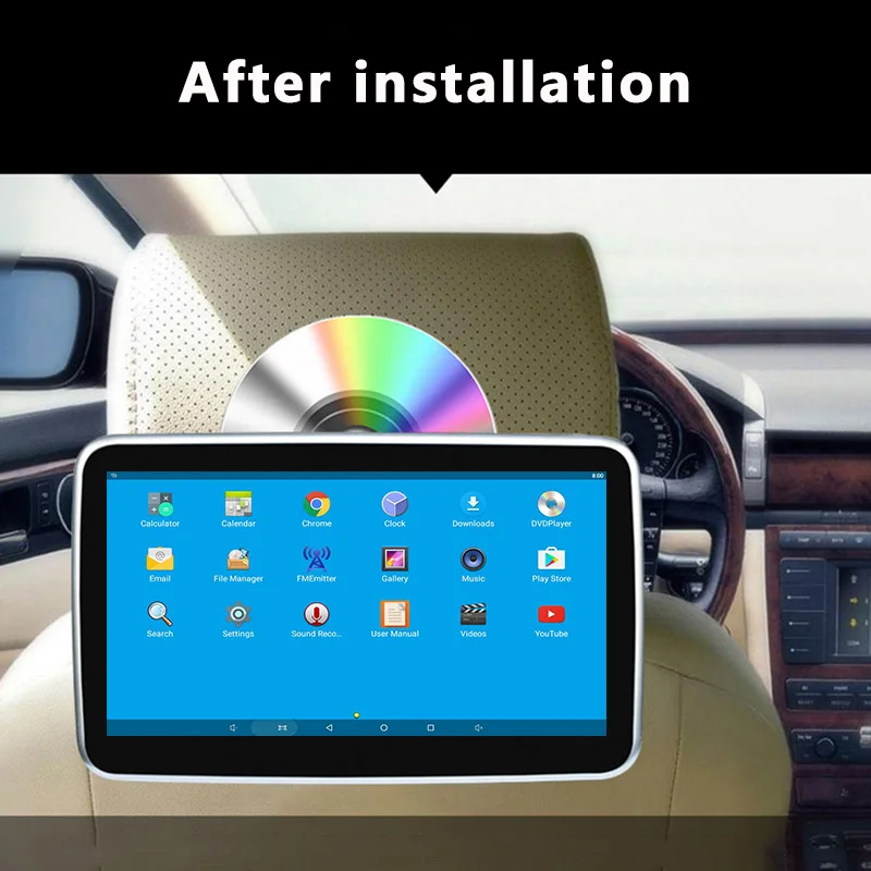  2PCS 10.1 inch Android 6.0 Car Headrest Monitor MP5 DVD Player HD 1080P Video Touch Screen With WIF