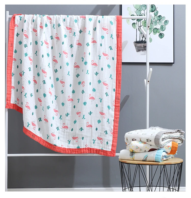 New 4 Layers Bamboo Baby Muslin Blanket Newborn Swaddles Soft Cartoon Blankets Bath Gauze Infant Wrap Sleepsack Multi-use Diaper (5)