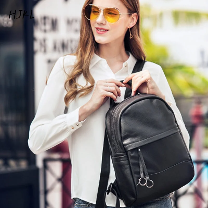 

2019 High Quality Female Backpack Genuine Leather Bag Simple Retro Leisure Bag For Women Girl Free Shipping