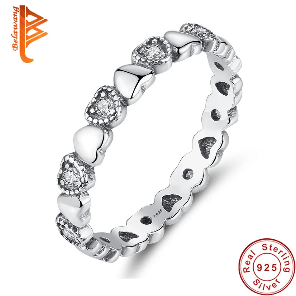 

Wholesale price Authentic 100% 925 Sterling Silver Ring Forever Heart Crystal Finger Ring Fashion Female Jewelry Gift For Women