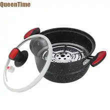 QueenTime вакуумный горшок с пароваркой, антипригарные кастрюли для приготовления пищи, чугунный суп, соус, горшок Maifan, кухонная посуда, Прямая поставка