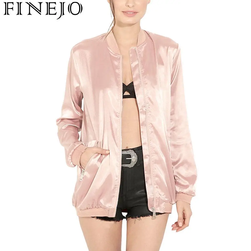 Kopen FINEJO Jas Vrouwen Herfst 2018 Lange Mouwen Ritssluiting New Fashion Casual Pocket Coat Casual Uitloper Effen Rits Vrouwelijke Jassen