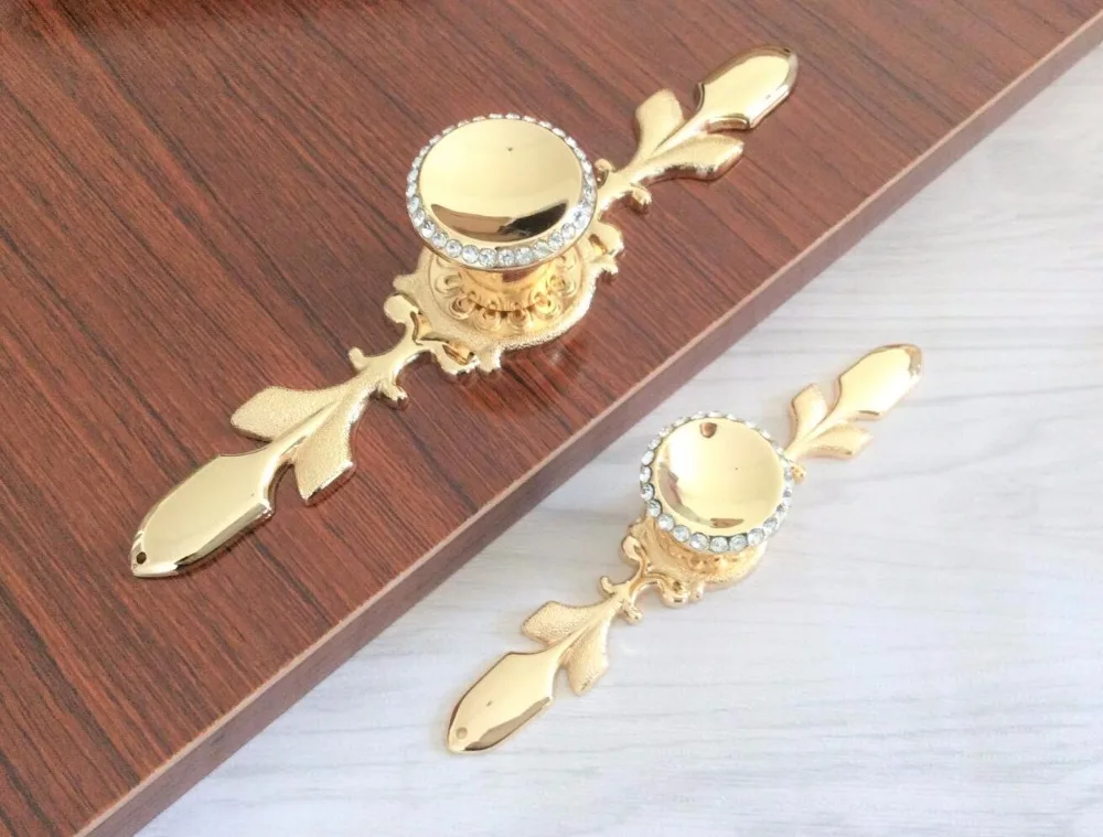 Big Sale Crystal Pulls Handle Gold Drawer Knobs Glass Dresser
