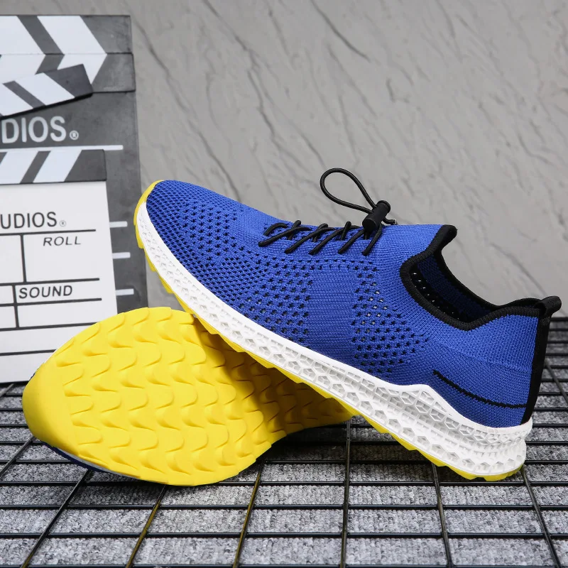 JINBEILEE 2019 Spring New Men's Flying Woven Running Shoes Comfortable Breathable Non-slip Casual Sports Shoes