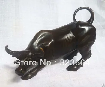 

Free Shipping Small Wall Street Bronze Fierce Bull OX Statue
