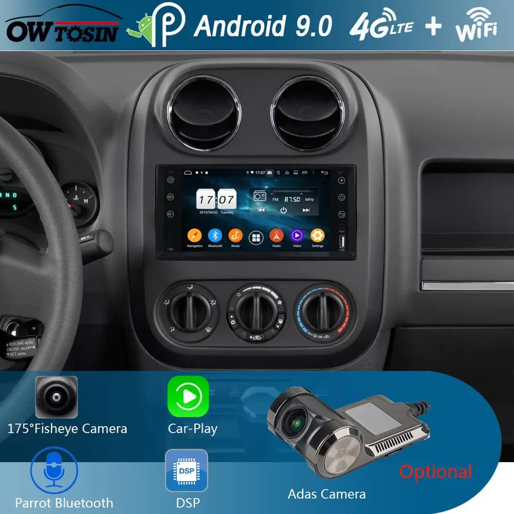 Автомобильный DVD-плеер 7 дюймов IPS 1024*600 8Core 4G + 64G Android 9 0 для Jeep Chrysler Sebring 300C Cirrus Aspen