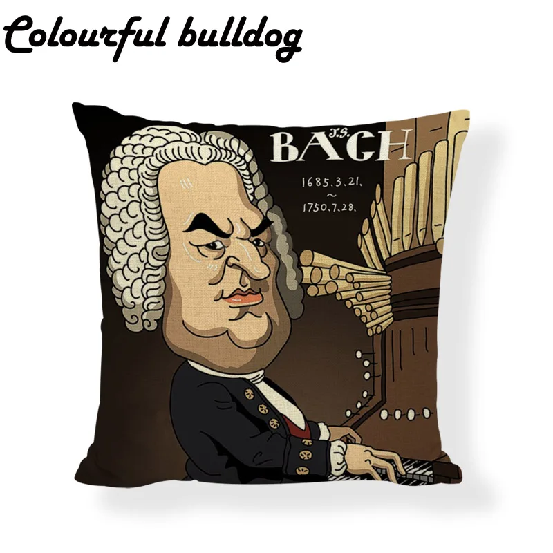 17 дюймов известный учёный Печатный чехол для подушки домашний арт декоративный Ван Гог Эйнштейн J. S. Bach Andersen чехол для подушки офисный Декор - Цвет: 3