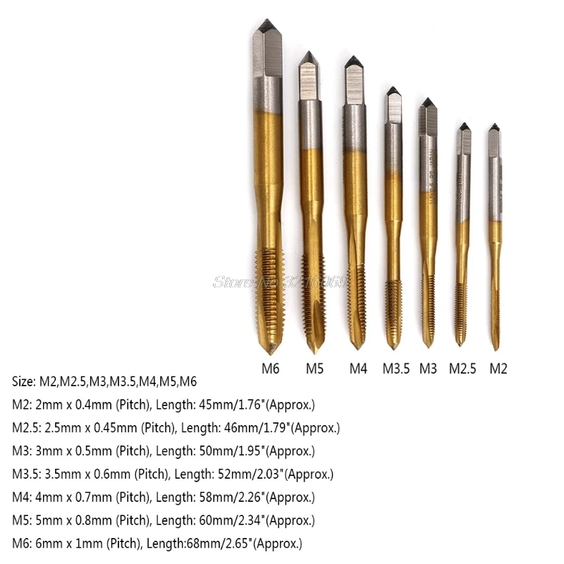 M2/M2.5/M3/M3.5/M4/M5/M6 HSS Метрическая прямая резьба Метчик зажигания Нажмите