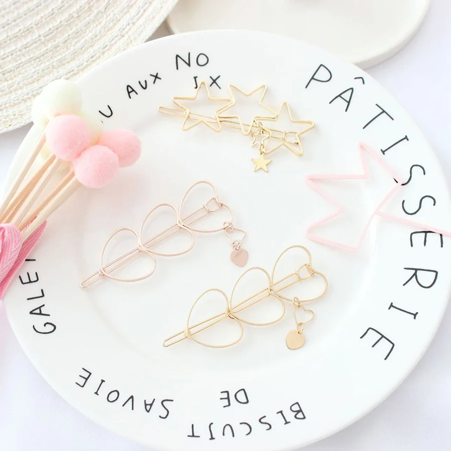 1Pcs Gold 3 Stars Hair Clip Girls Hairpin Princess Women Simple Hair Styling Accessories Hairpins Women Braiding Styling Tool