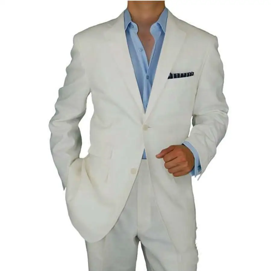 

2019 Hot Sales White Custom Side Vents Fashion Two Buttons Elegant Latest Men Suits Tailor Made Best Man Wedding (Jacket+Pants)