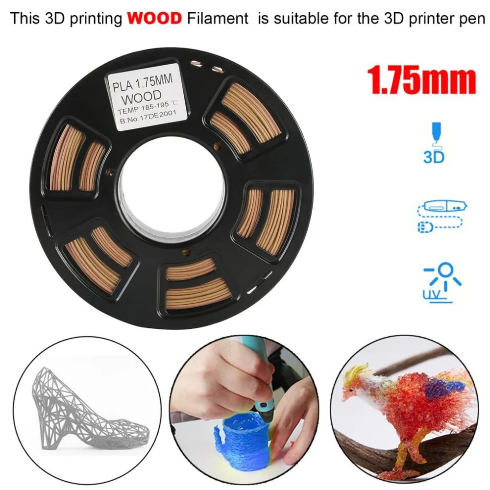

Premium 3D Printer Filament 1.75mm Wood Printing Materials Roll 0.8KG For 3D Printing Pen Engineer Drawing Art