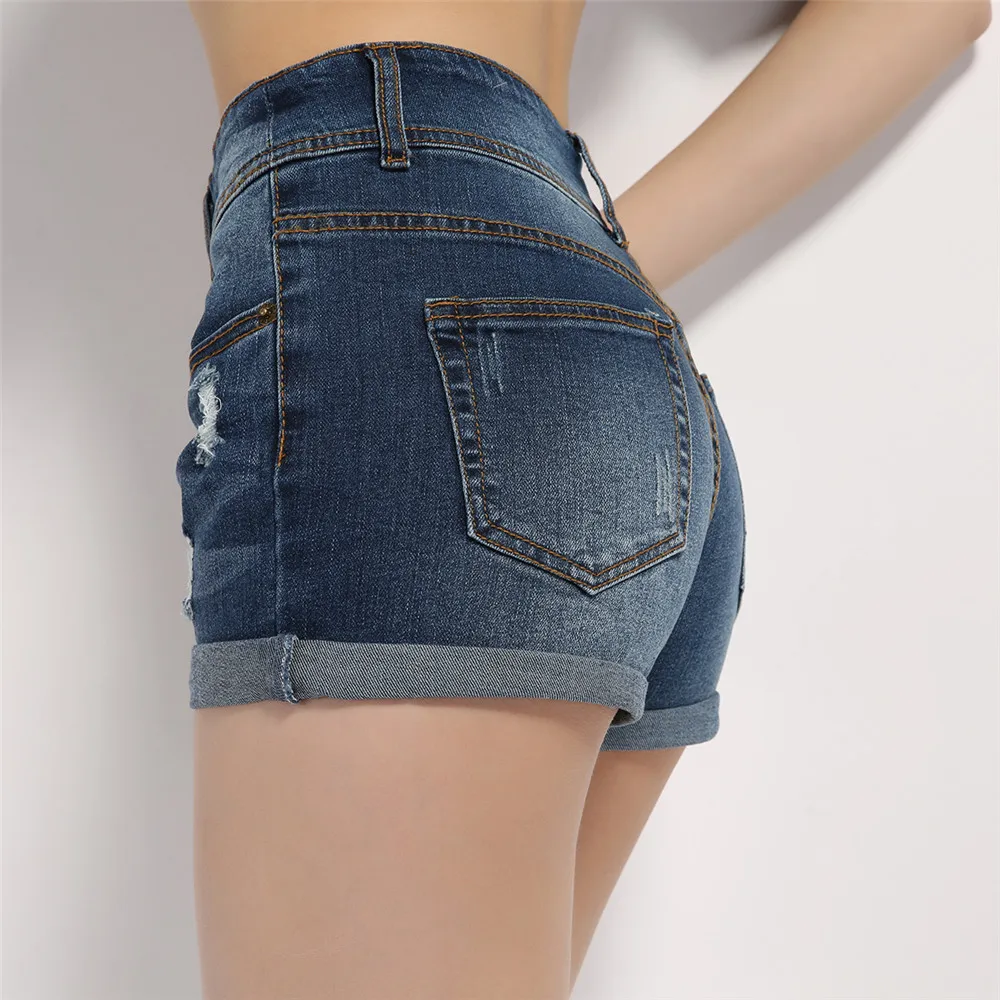 Woman Sexy Ripped Hole Denim Shorts
