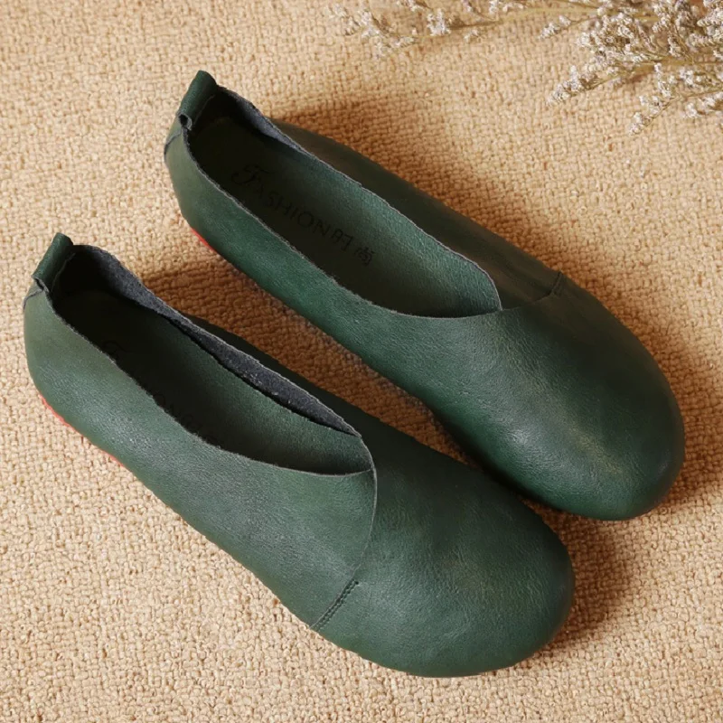 

Designer Summer Casual Shoes White Ballet Women Flats Leather Round Toe Comfortable Loafers Slip On Zapatos Mujer