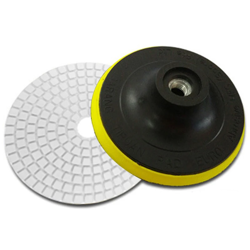 BMBY-7 шт. 4 дюйма Алмазный мокрого шлифовального диска гибкий полировальный диск+ 1 шт M10 запасная насадка для мраморного камня керамическая - Цвет: Black