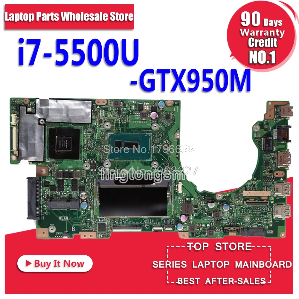 

K501LX for ASUS K501LN K501LB A501L K501L V505L mainboard I7-5500U 4G RAM GTX950 video card motherboard Test work 100% OK