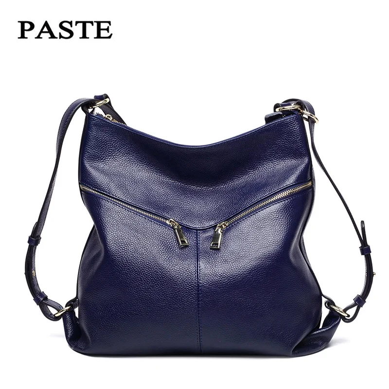 

PASTE Genuine Leather Women Messenger Bag Double-stranded Ladies Handbag Multifunction Design Daily Shopping Large Capacity Bag