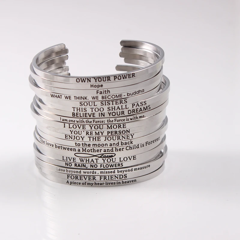 Hommes Femmes Acier Inoxydable Gravé Bracelet Love Bracelet Jonc