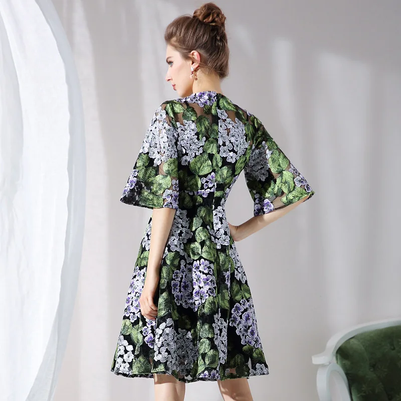 OUYALIN L XXXL 4XL 5XL Плюс Размер летнее платье 2018 женское полурасклешенное рукав с