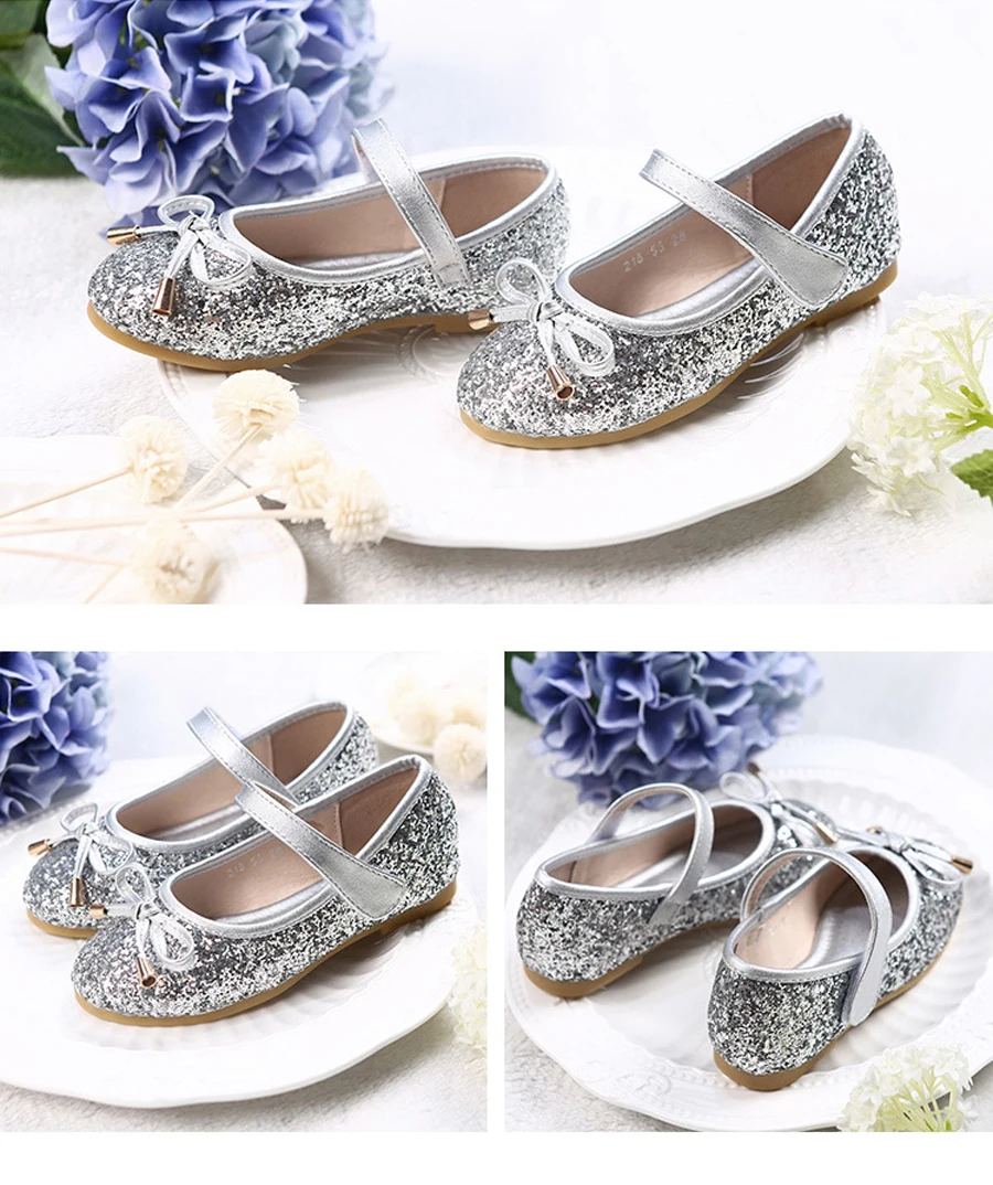 Sapatas dos Miúdos Meninas para a Festa de Dança de Couro Iyeal Meninas Sapatos Princesa Ouro Rosa Sliver Menina Único 16 High Quality Mamãe e Bebê