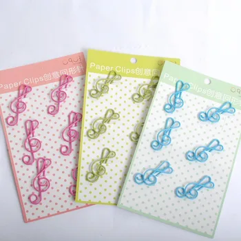 

6PCS/LOT Colorful Music Notes Paper Clips Cute Metal PaperClip Bookmarks Storage Office Stationary Accessories