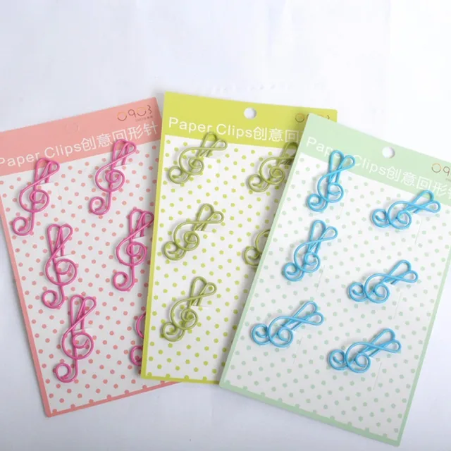 6PCS/LOT Colorful Music Notes Paper Clips Cute Metal PaperClip