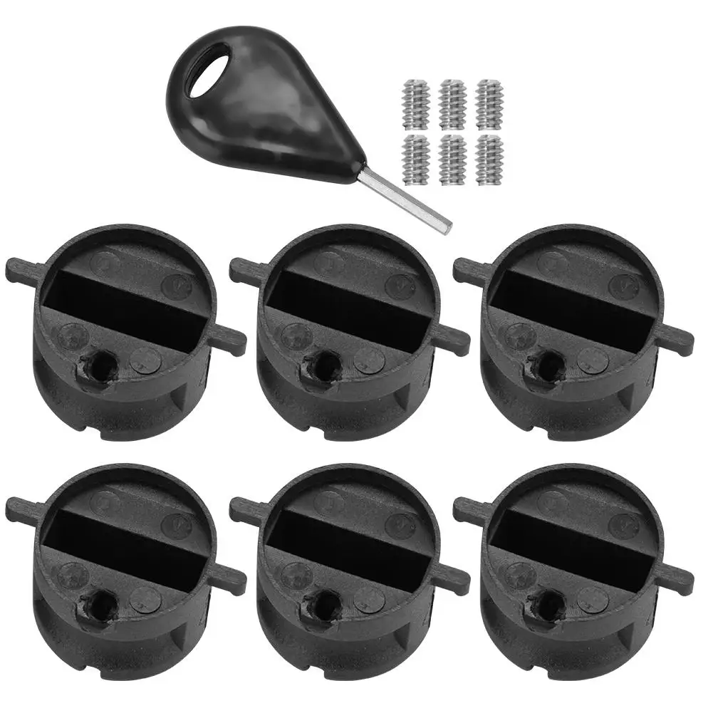 

6PCS Surfboard Tail Rudder Slot FCS Style Fin Plugs G5 Leash Plugs Box with Screws Key Wrench