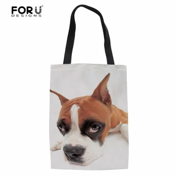 

FORUDESIGNS Boston Terer Cute Animal Ladies Tote Shoulder Bags School Girls Fashion Storage Shoulder Bags Women Shopper Bags