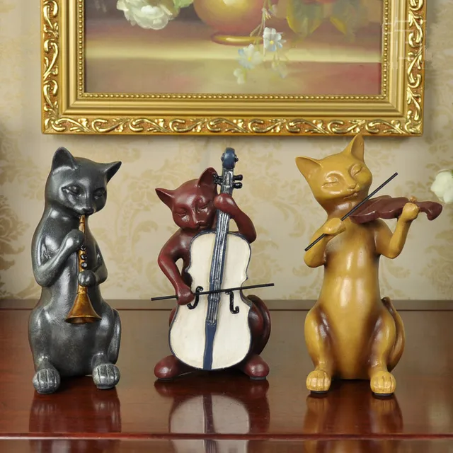 3pcs lot music cat figurines crafts vintage home decor country resin ... 3pcs lot music cat figurines crafts vintage home decor country resin ...