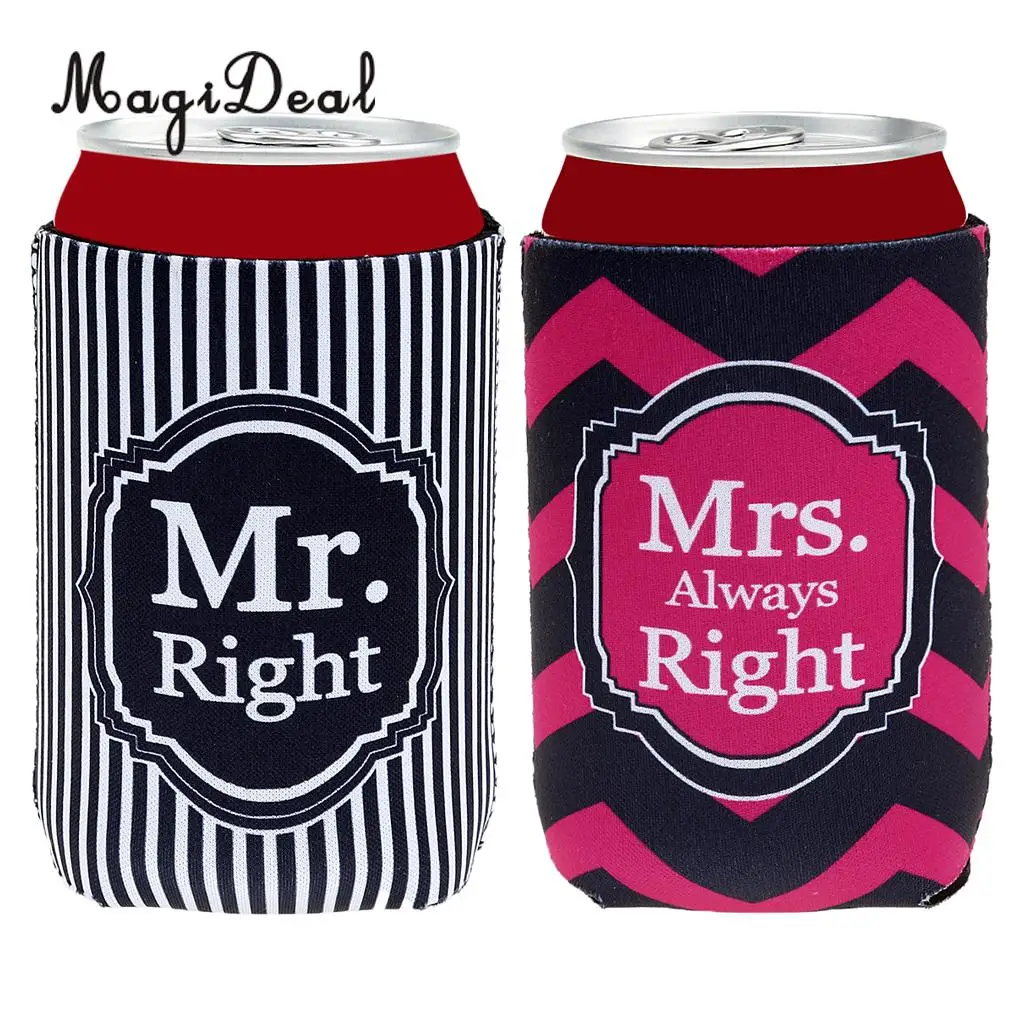 MagiDeal Новинка 1 пара пивная бутылка Полосатый Кулер держатели рукавов Mr Mrs правой