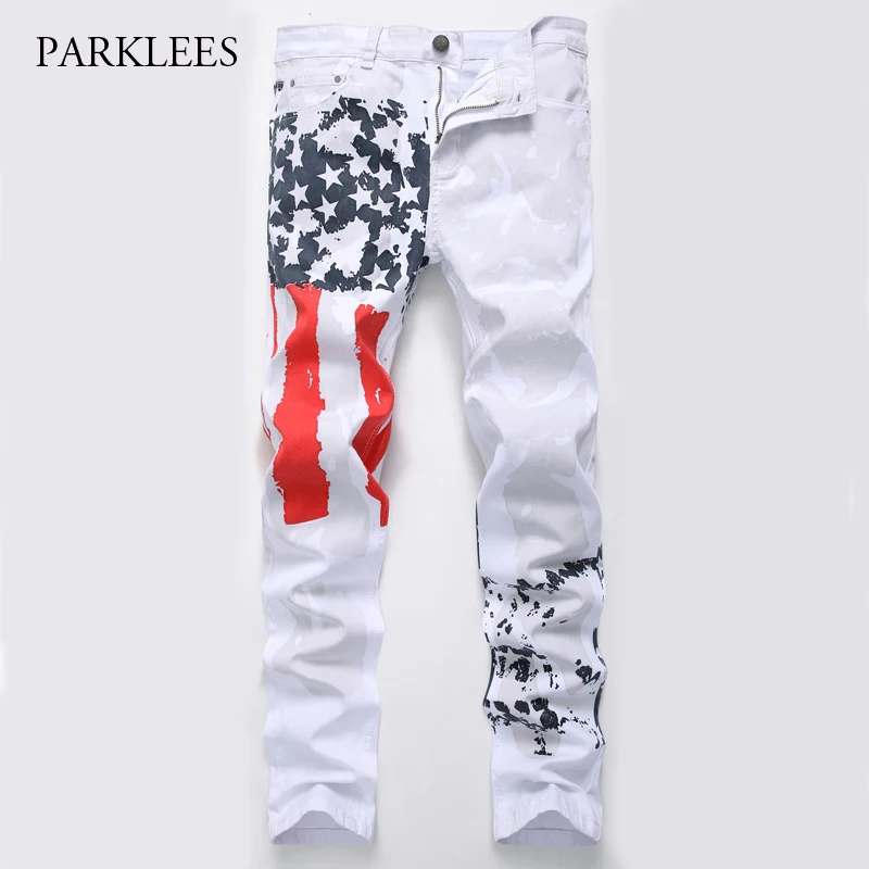 Buy USA Flag Print Jeans Men 2017 Autumn Fashion